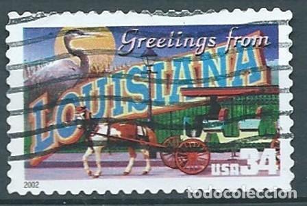Sellos: ESTADOS UNIDOS 2002 GREETINGS: LOUSIANA USADO YT 3277 MI 3537 SN 3578