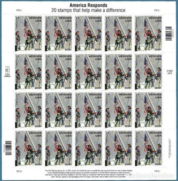 Sellos: ESTADOS UNIDOS 2001 USA 2001 HEROES PLIEGO 20V MNH MI 3581 SN B2