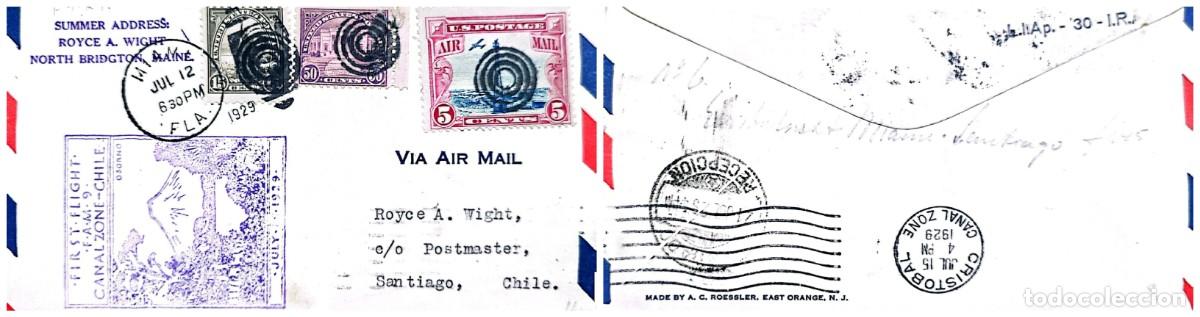Sellos: O) 1929 CANAL ZONE - US OCCUPATION, FIRST FLIGHT CANAL ZONE-CHILE, ARLINGTON AMPHITHEATER, STATUE O