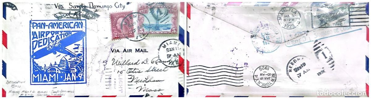 Sellos: O) 1929 UNITED STATES - USA, VIA SANTO DOMINGO, PAN-AMERICAN AIRPORT DEDICATION MIAMI, GEORGE WAS