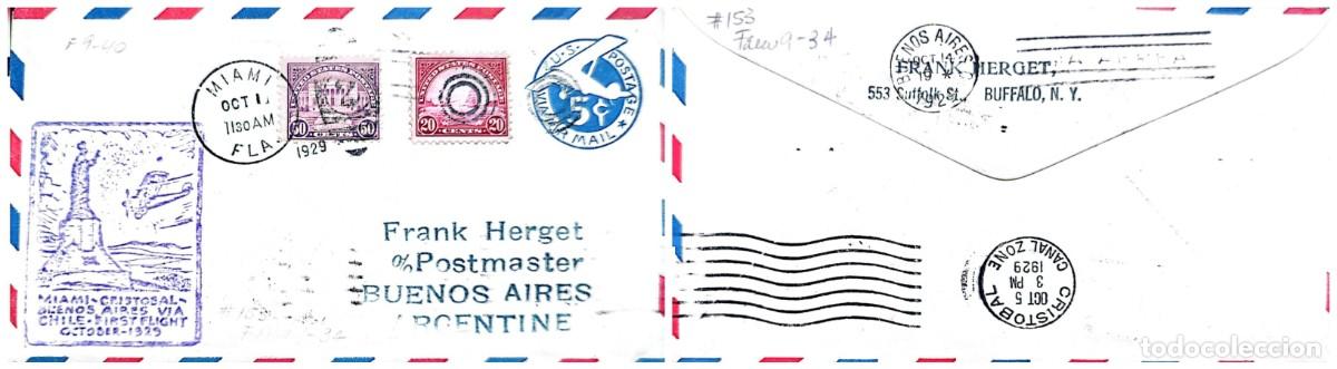 Sellos: O) 1929 UNITED STATES - USA, FIRST FLIGHT, CANAL ZONE - CRISTOBAL USS OCCUPATION, ARLINGTON AMPHITH