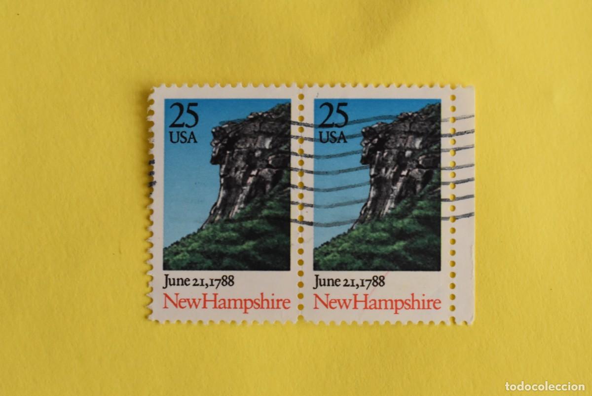 Briefmarken: Lote 2 sellos Estados Unidos. USA. EEUU. New Hampshire. Usados