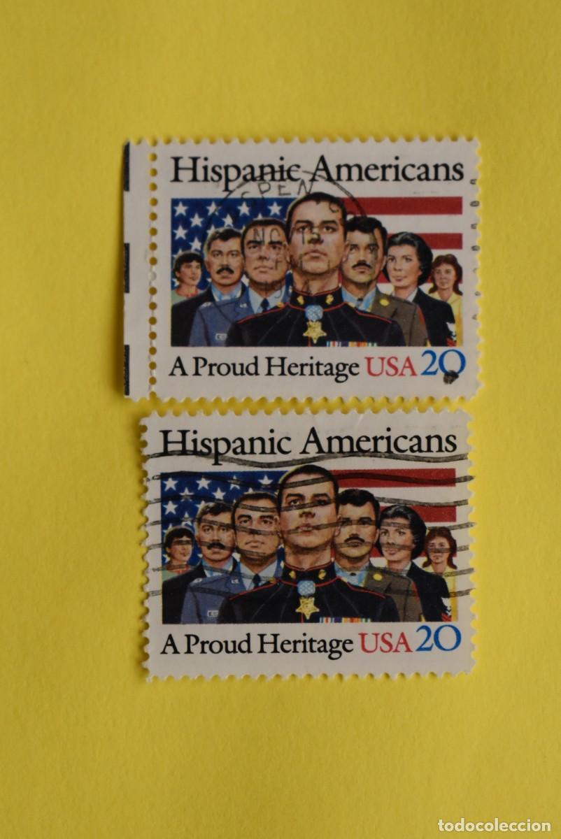 Briefmarken: Lote 2 sellos Estados Unidos. USA. EEUU. Hispanic Americans. Usados