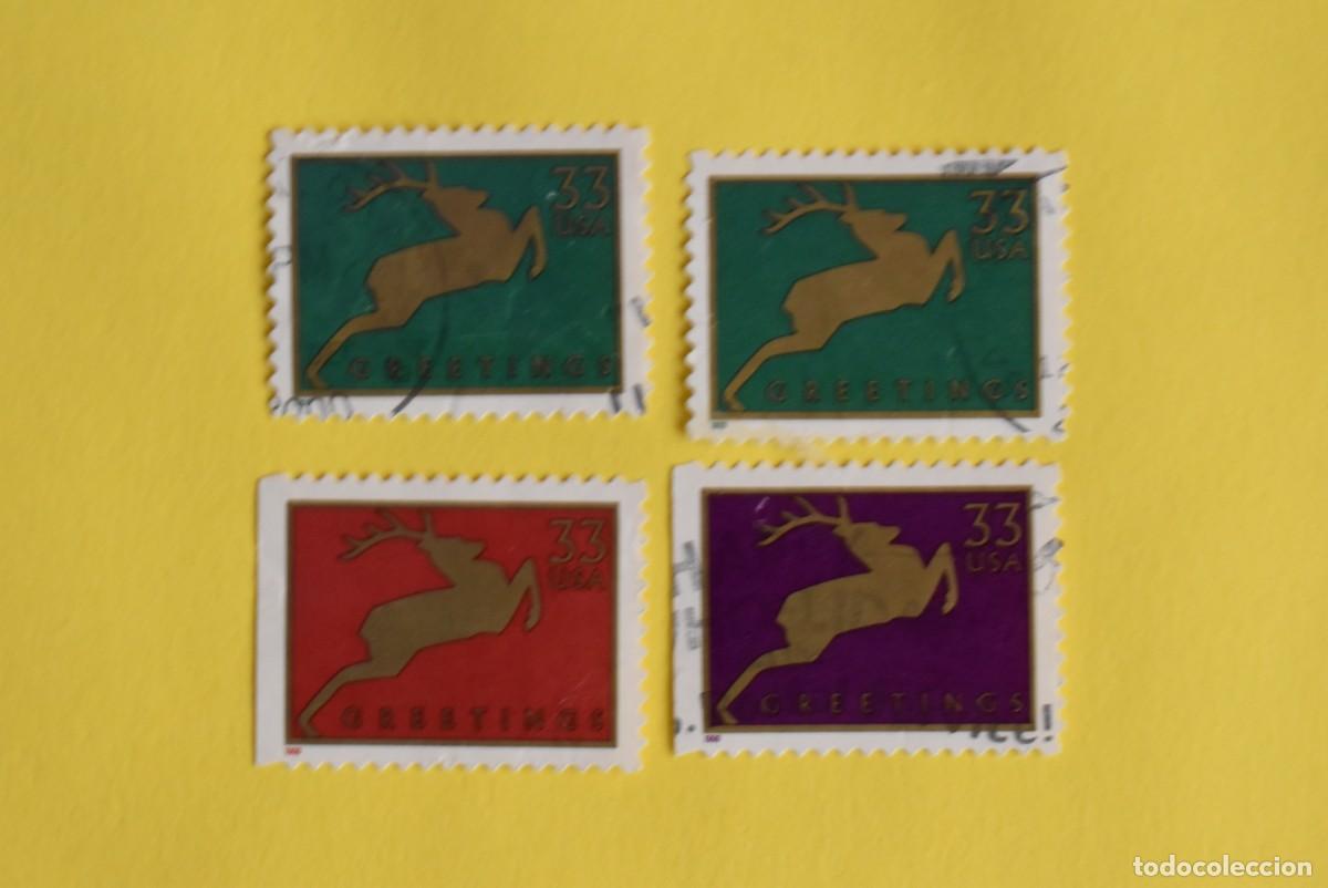 Briefmarken: Lote 4 sellos Estados Unidos. USA. EEUU. Usados