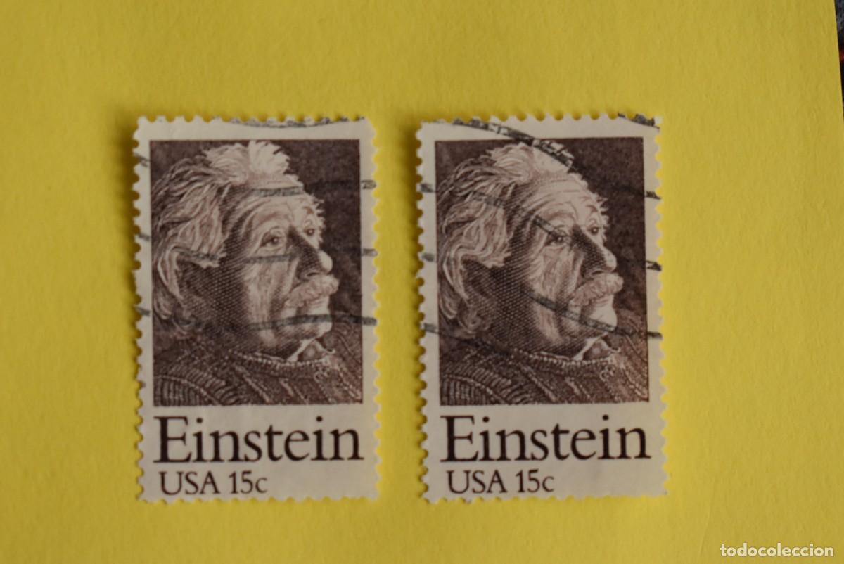 Sellos: Lote 2 sellos Estados Unidos. USA. EEUU. Einstein. Usados