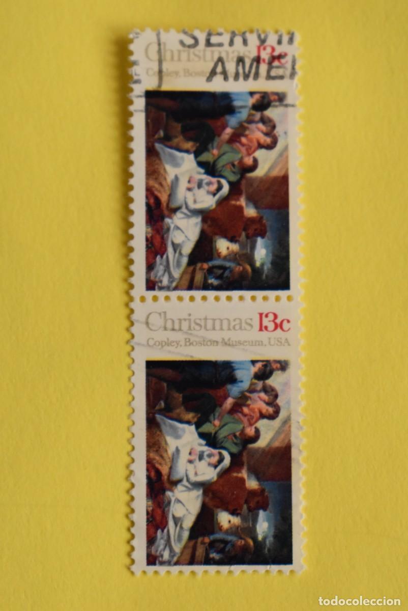 Briefmarken: Lote 2 sellos Estados Unidos. USA. EEUU. Christmas. Usados
