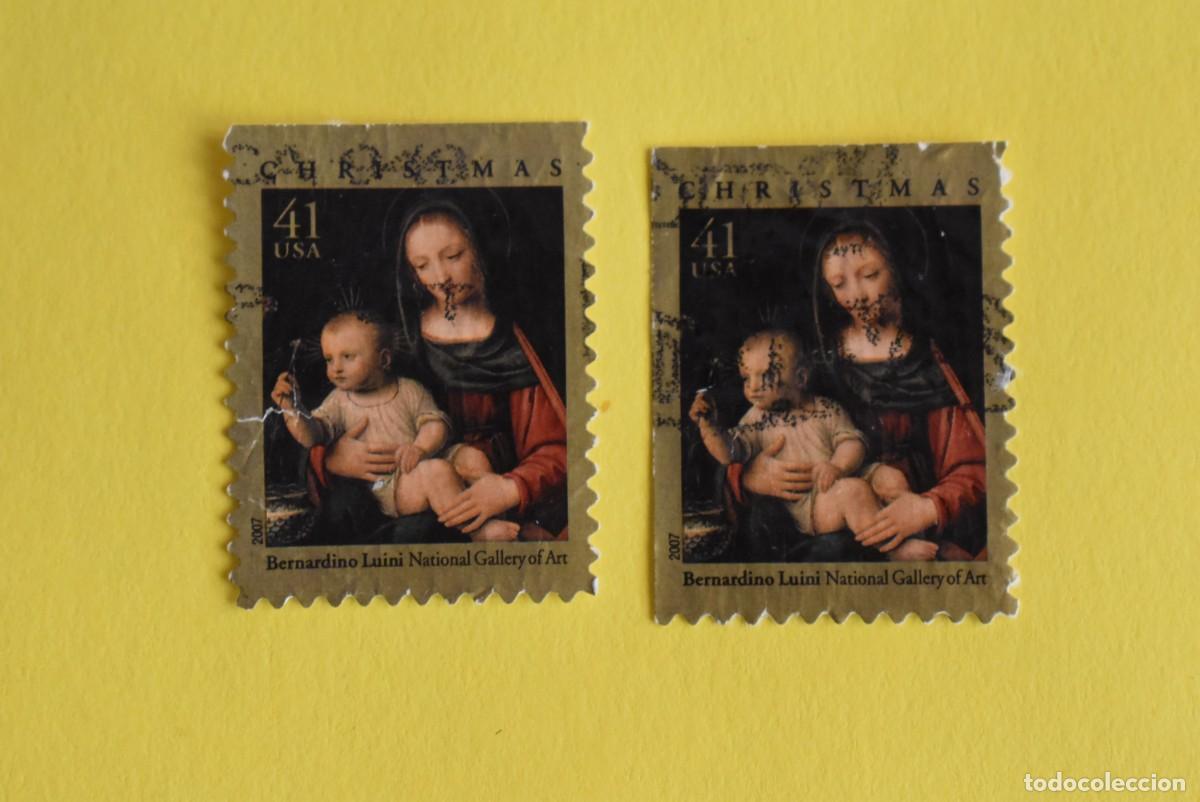 Briefmarken: Lote 2 sellos Estados Unidos. USA. EEUU. Christmas. Bernardino. Usados