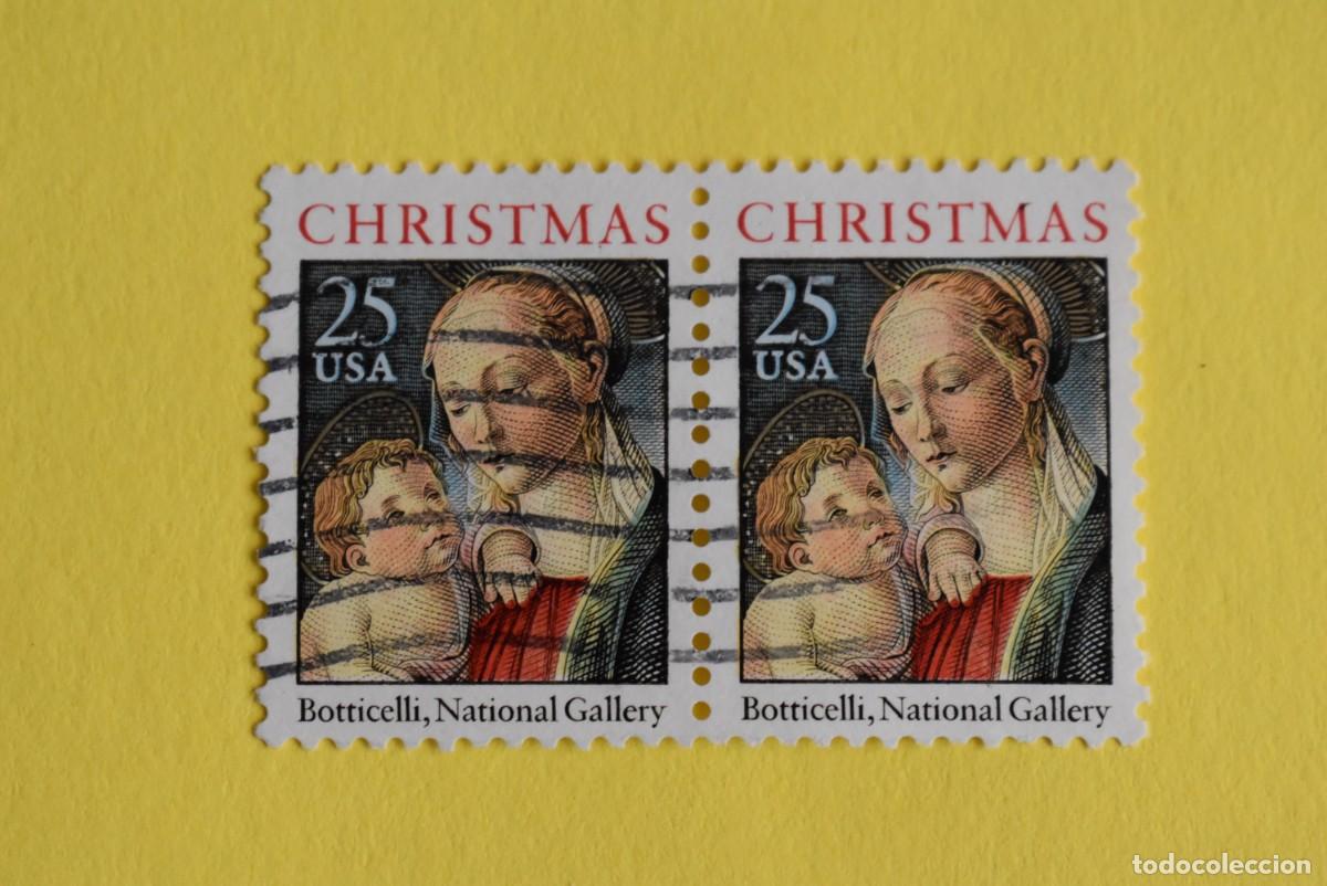 Briefmarken: Lote 2 sellos Estados Unidos. USA. EEUU. Christmas. 25. Usados