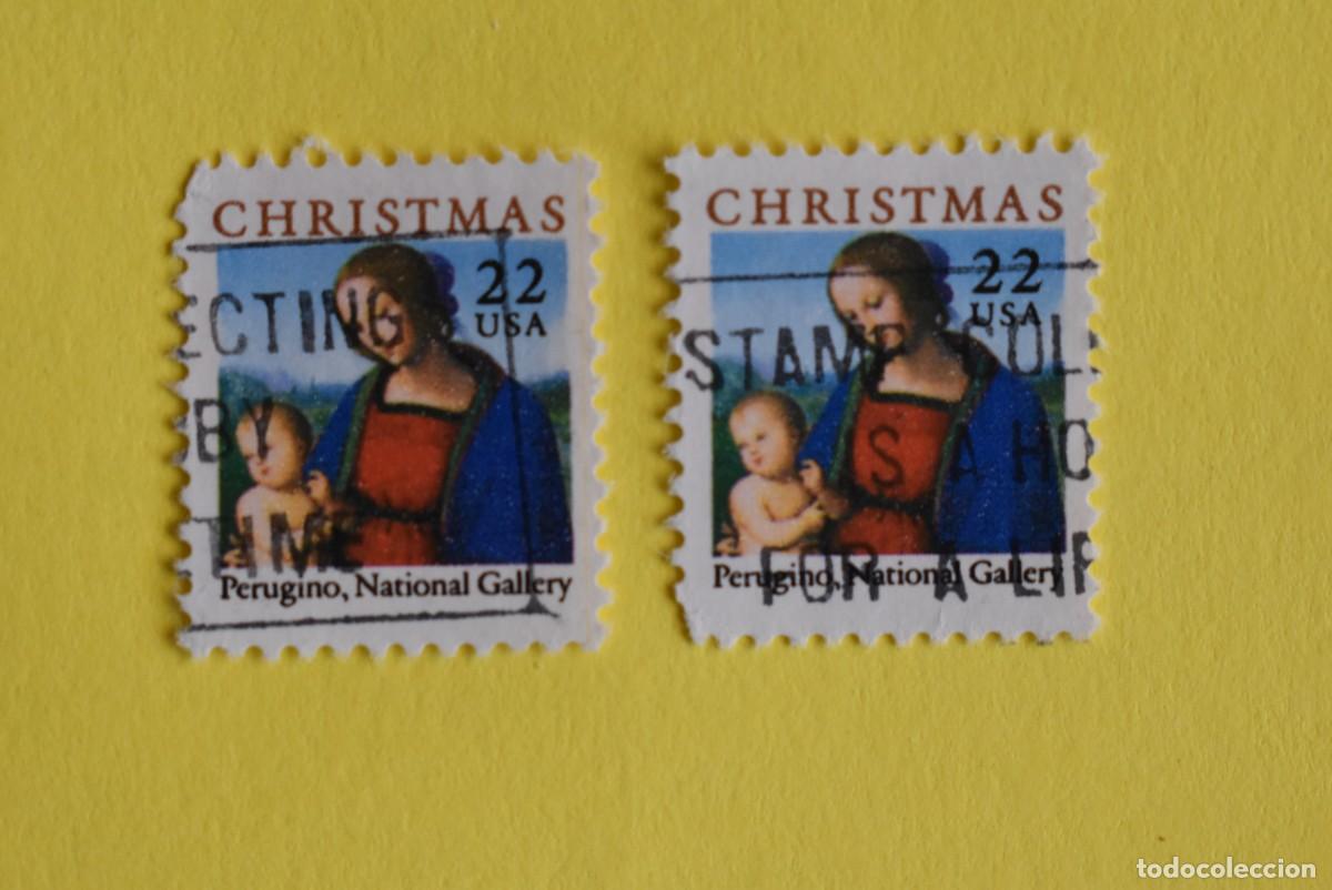 Briefmarken: Lote 2 sellos Estados Unidos. USA. EEUU. Christmas. 22. Usados