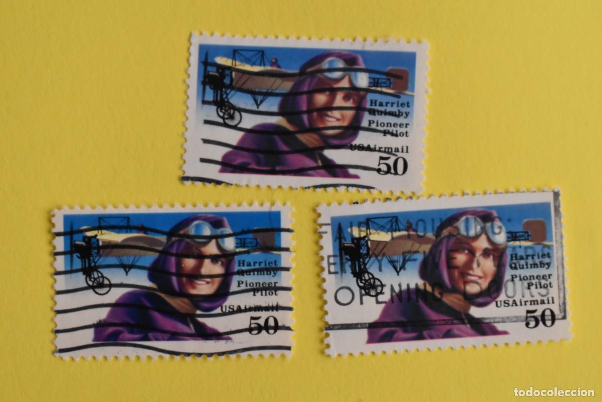 Briefmarken: Lote 3 sellos Estados Unidos. USA. EEUU. Correo A&eacute;reo. Air Mail. Usados