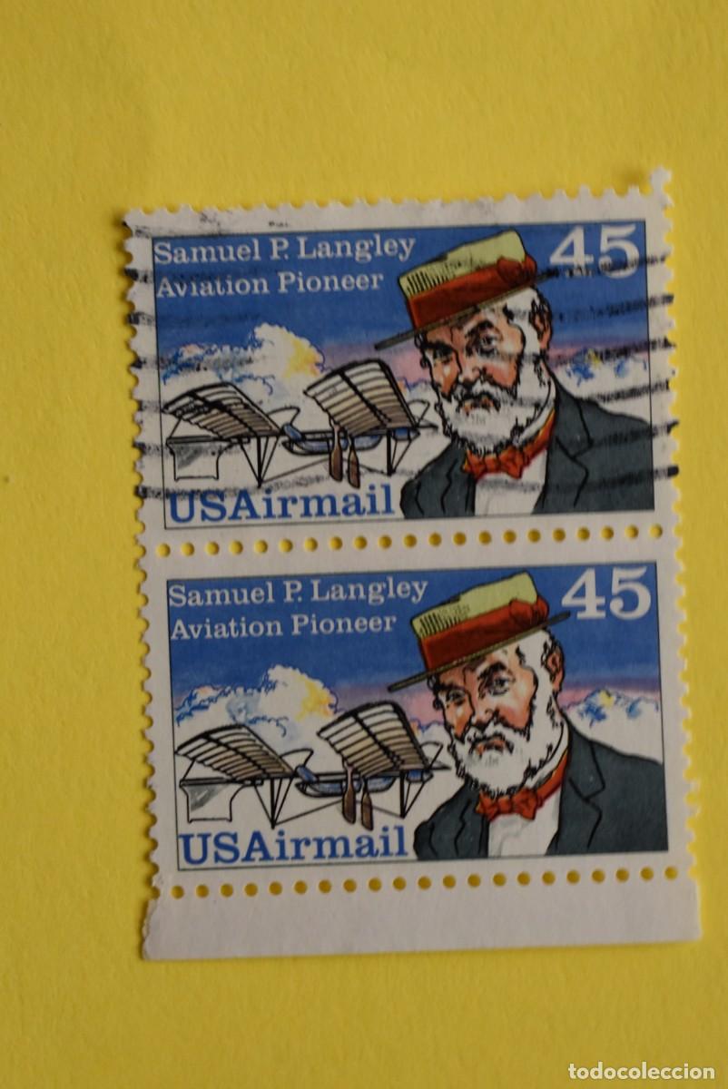 Selos: Lote 2 sellos Estados Unidos. USA. EEUU. Correo A&eacute;reo. Air Mail. Usados