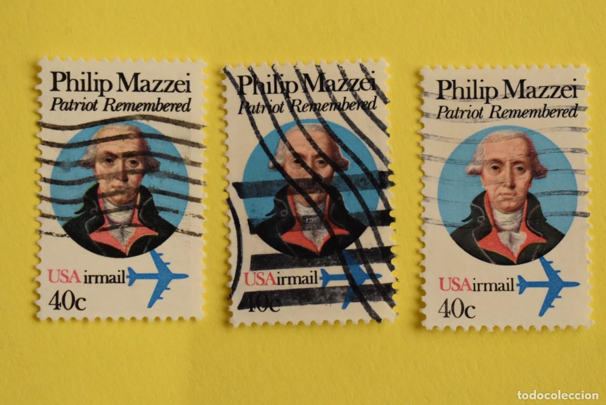 Briefmarken: Lote 3 sellos Estados Unidos. USA. EEUU. Correo A&eacute;reo. Air Mail. Usados
