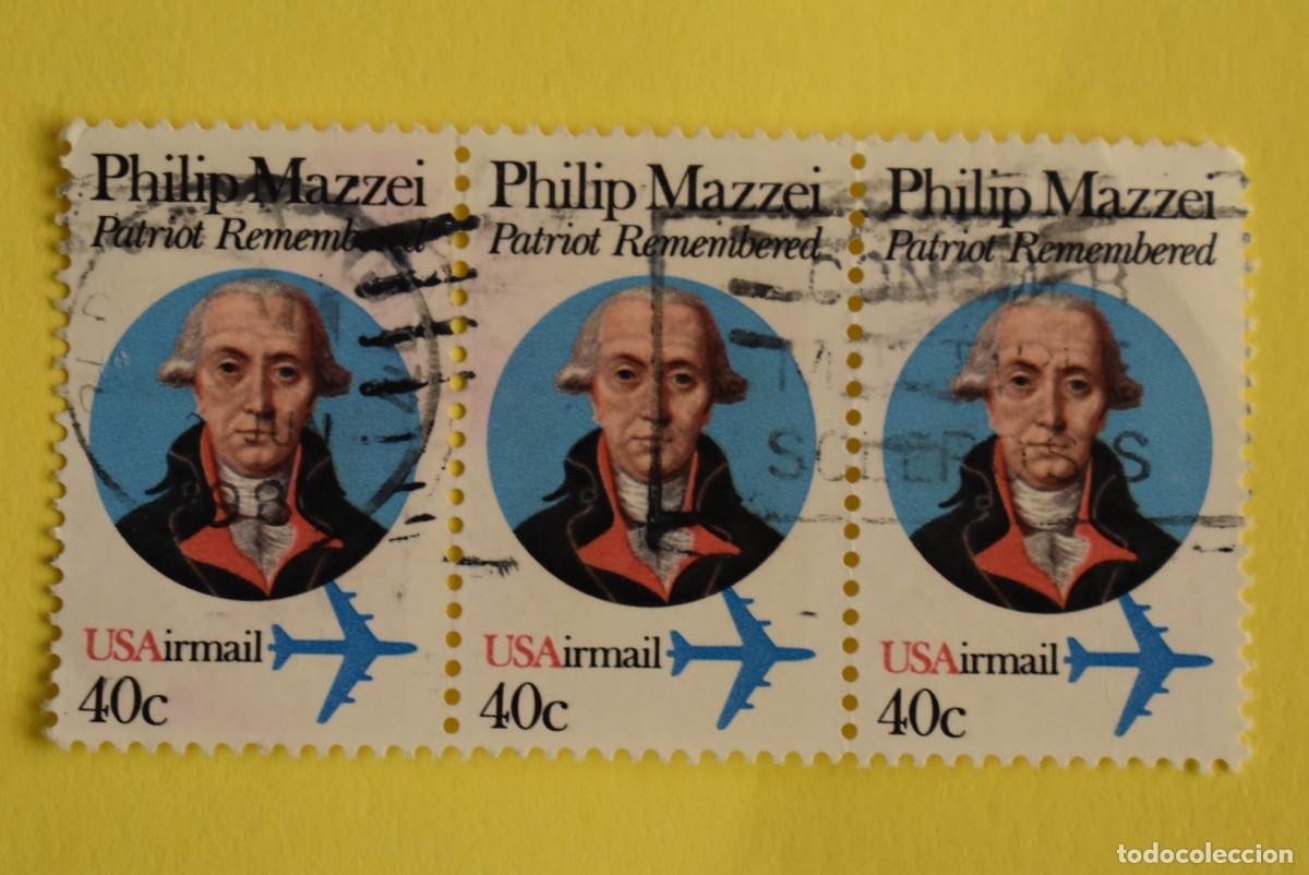 Briefmarken: Lote 3 sellos Estados Unidos. USA. EEUU. Correo A&eacute;reo. Air Mail. Usados. Bloque