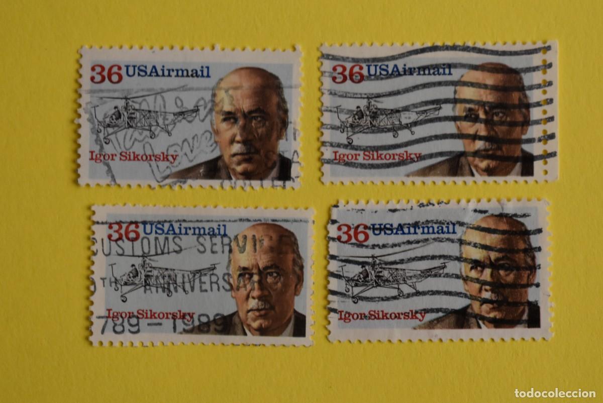 Briefmarken: Lote 4 sellos Estados Unidos. USA. EEUU. Correo A&eacute;reo. Air Mail. 36. Usados