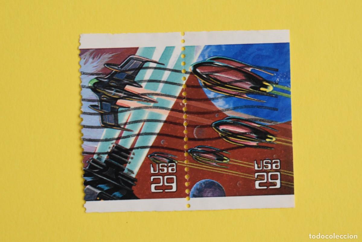 Briefmarken: Lote 2 sellos Estados Unidos. USA. EEUU. Nave Espacial. Usados