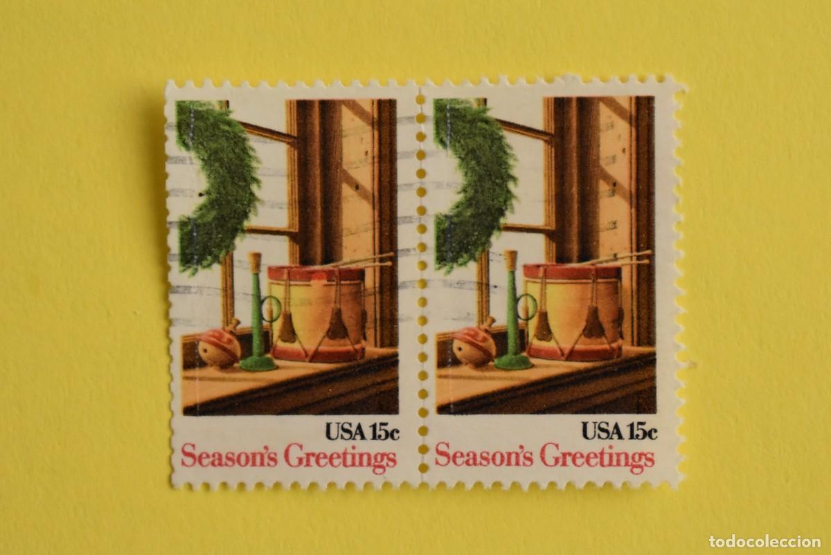 Selos: Lote 4 sellos Estados Unidos. USA. EEUU. Season's Greeting. 15c.. Usados
