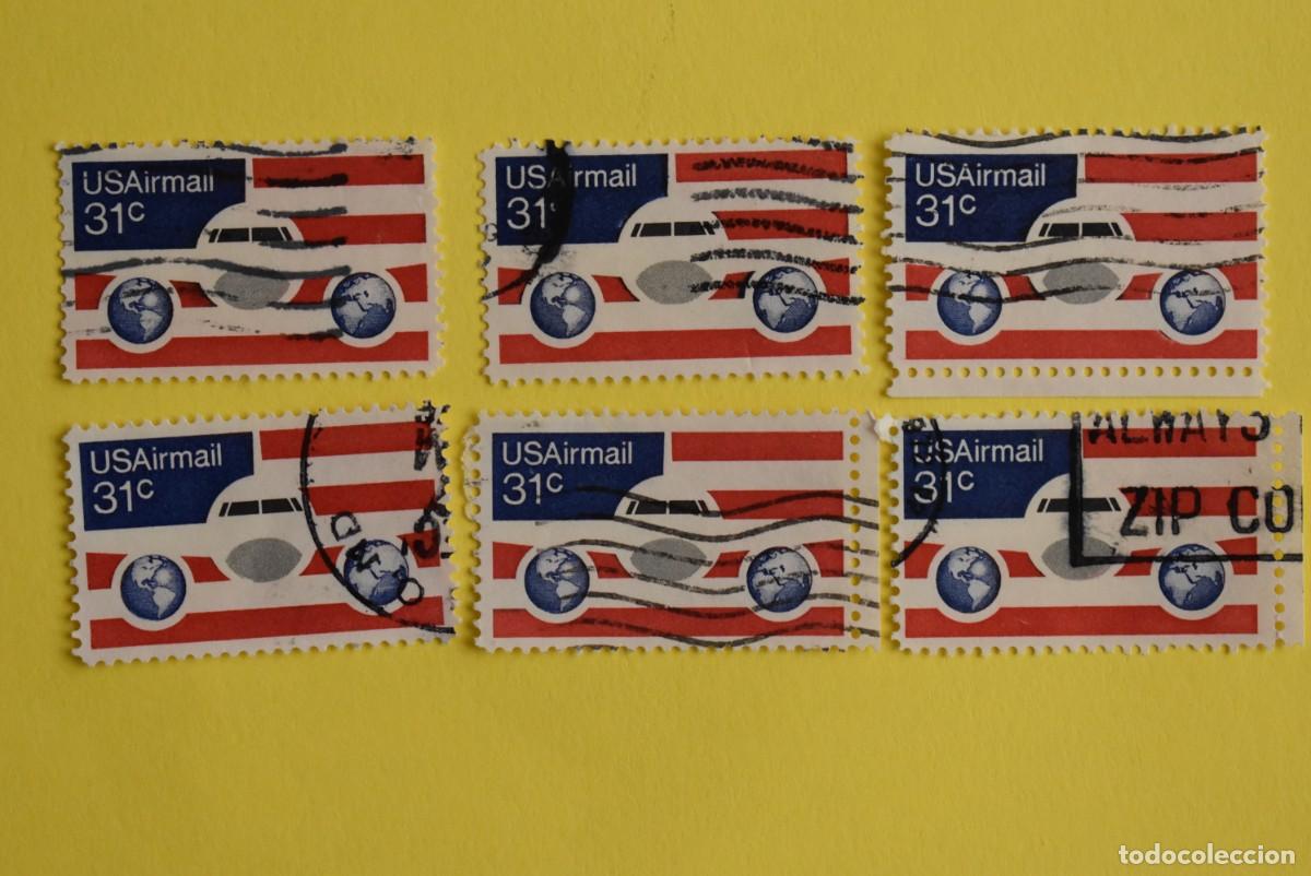 Briefmarken: Lote 6 sellos Estados Unidos. USA. EEUU. Air Mail. USA Mail. 31 c. Usados