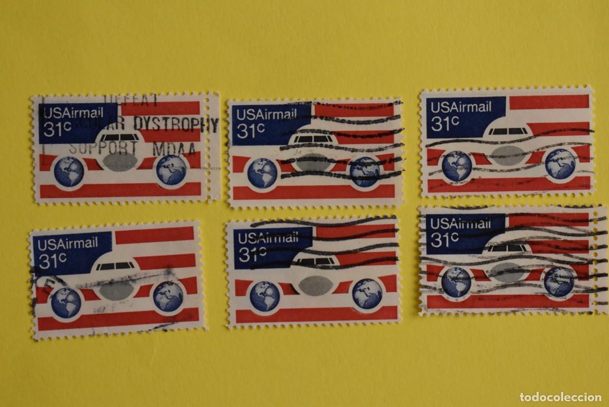 Briefmarken: Lote 6 sellos Estados Unidos. USA. EEUU. Air Mail. USA Mail. 31 c. Usados