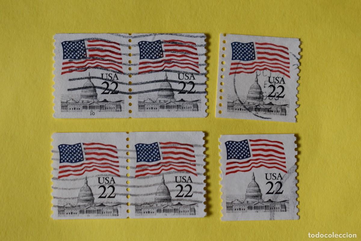 Briefmarken: Lote 6 sellos Estados Unidos. USA. EEUU. La Casa Blanca. 22c. Bloque. Usados