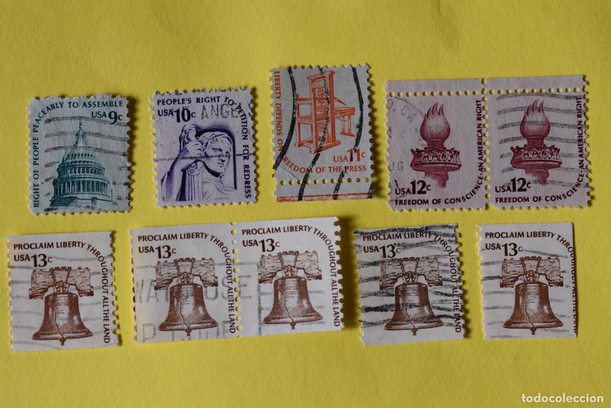Briefmarken: Lote 10 sellos Estados Unidos. USA. EEUU. Liberty. Varios valores. Usados