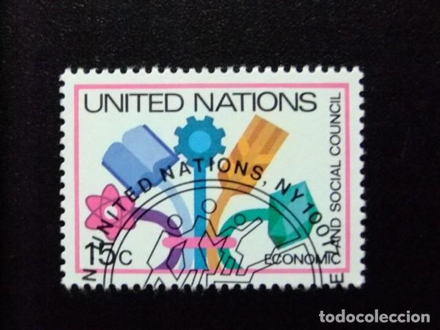 Sellos: 107 ONU NEW YORK 1980 / FLORES SIMBOLICAS / YVERT 332 FU