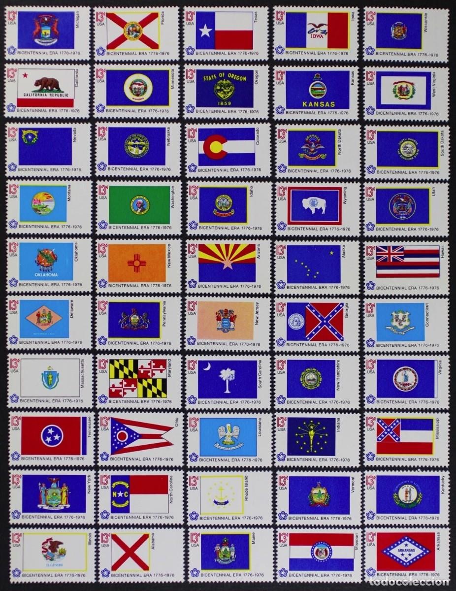 Sellos: Etats Unis USA 1976 - Bicentennial era Flags mnh**