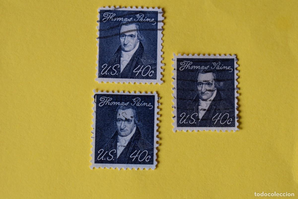 Selos: Lote 3 sellos Estados Unidos. USA. EEUU. Presidentes. Thomas Paire. 40 centavo. Usados