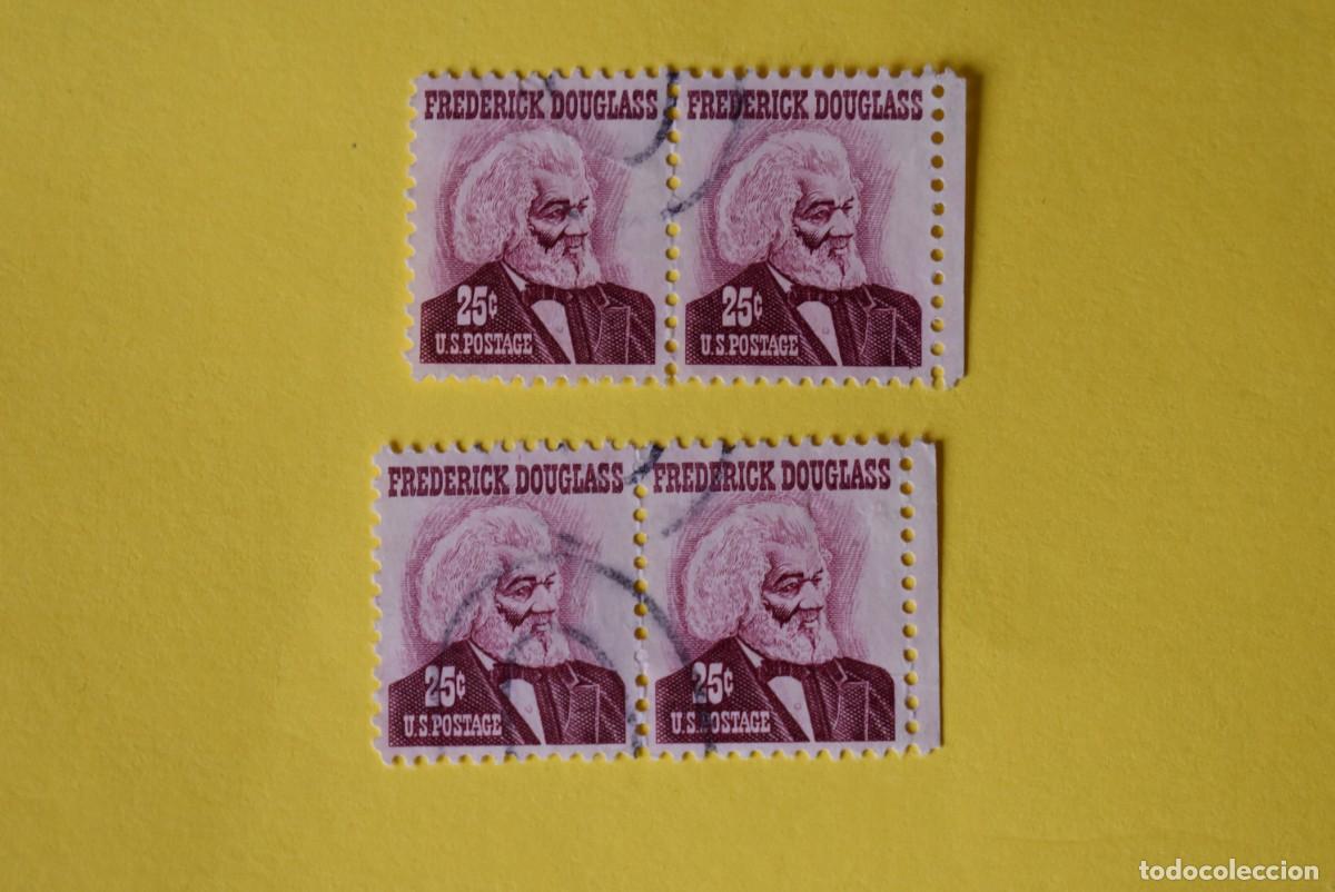 Briefmarken: Lote 4 sellos Estados Unidos. USA. EEUU. Presidentes. Frederick Douglas. 25 c. Usados