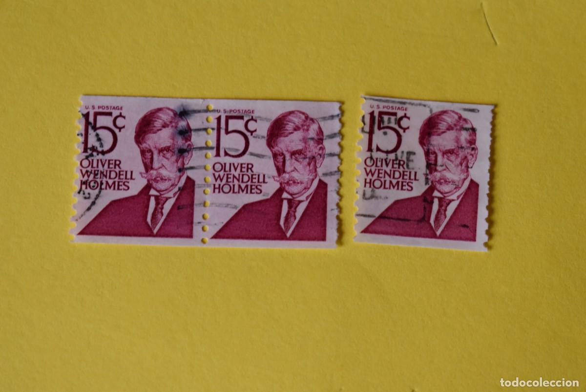 Briefmarken: Lote 3 sellos Estados Unidos. USA. EEUU. Presidentes. Oliver Wendell Holmes. 15 c. Usados