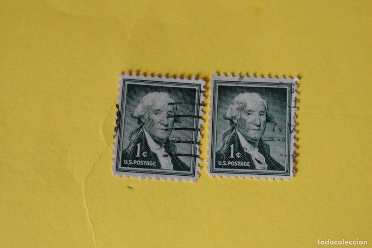 Briefmarken: Lote 2 sellos Estados Unidos. USA. EEUU. Presidentes. Washington. 1 c. Usados