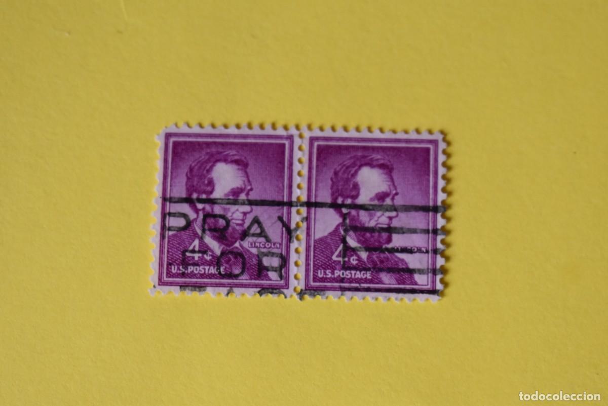 Briefmarken: Lote 2 sellos Estados Unidos. USA. EEUU. Presidentes. Lincoln. 4c. Usados