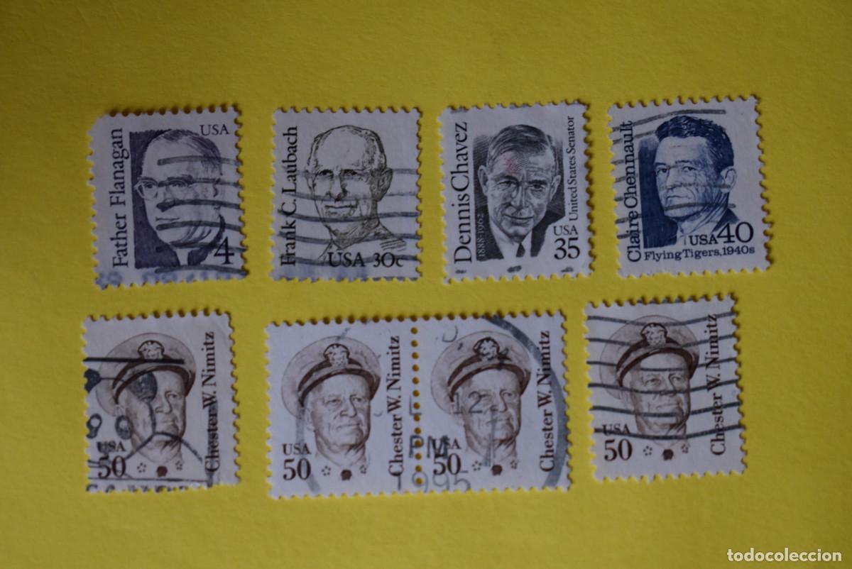 Sellos: Lote 8 sellos Estados Unidos. USA. EEUU. Personajes. Serie. Varios valores. Usados