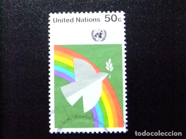 Sellos: 107 ONU NEW YORK 1976 / PALOMA y ARCO IRIS / YVERT 262 FU