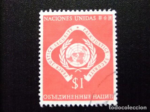 Sellos: 107 ONU NEW YORK 1951 / PAZ JUSTICIA y SEGURIDAD / YVERT 11 FU