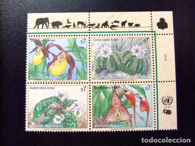 Sellos: 107 ONU VIENA 1996 / PROTECCION de la NATURALEZA VEGETALES / YVERT 225 / 228 MNH