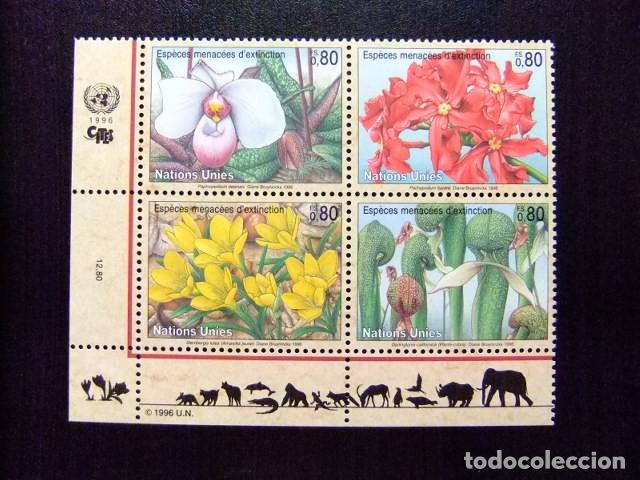 Sellos: 107 ONU GINEBRA 1996 / PROTECCION de la NATURALEZA VEGETALES / YVERT 308 / 311 MNH