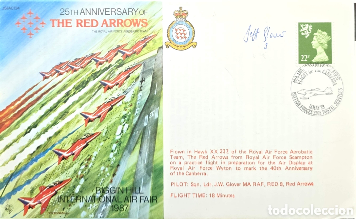 Sellos: CA)United Kingdom,1987 25th Anniversary of The Red Arrows: Commemorative cover issued for the Bigg