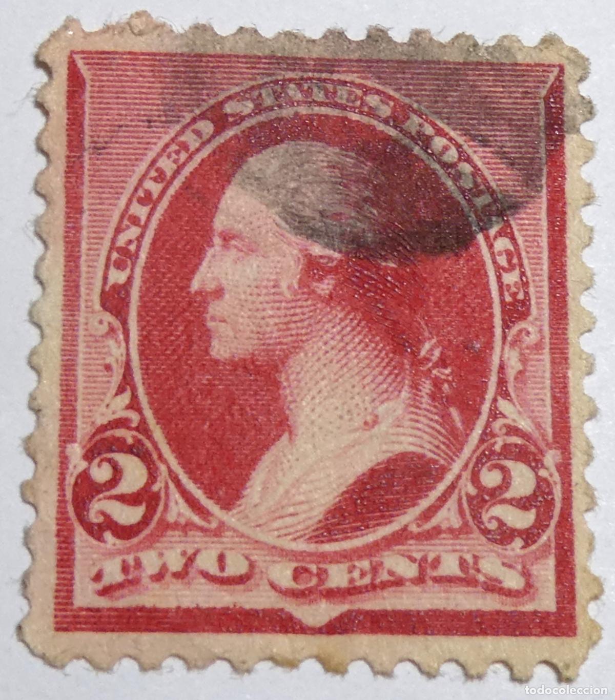 Sellos: Sello postal de Estados Unidos 2 c&eacute;ntimos 1923, George Washington