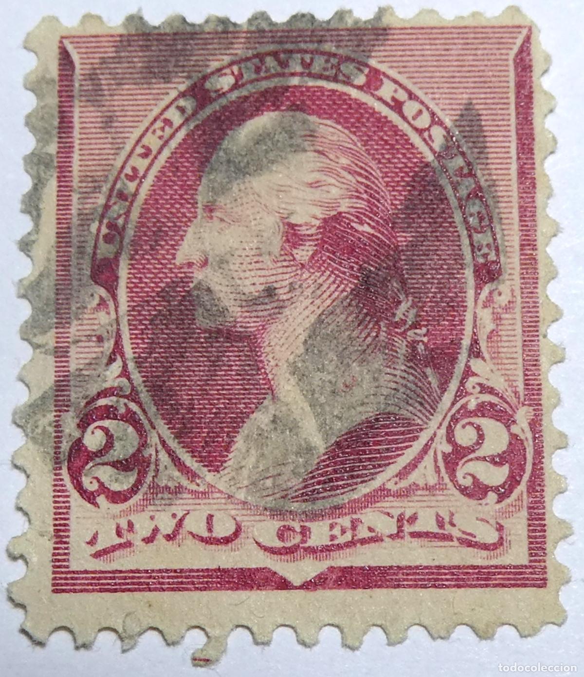 Sellos: Sello postal de Estados Unidos 2 c&eacute;ntimos 1890, George Washington