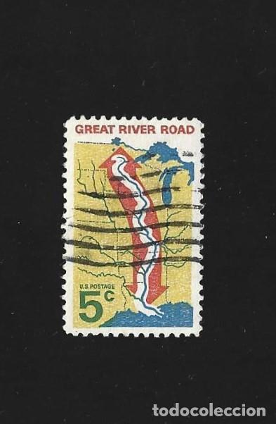 Sellos: SELLO STAMP USA GREAT RIVER ROAD 5 C. EEUU VINTAGE. VI&Ntilde;ETA.