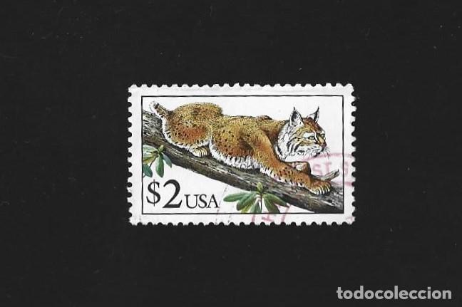 Sellos: SELLO STAMP USA LINCE 2 $. EEUU VINTAGE. VI&Ntilde;ETA. LYNX FAUNA FELINE.