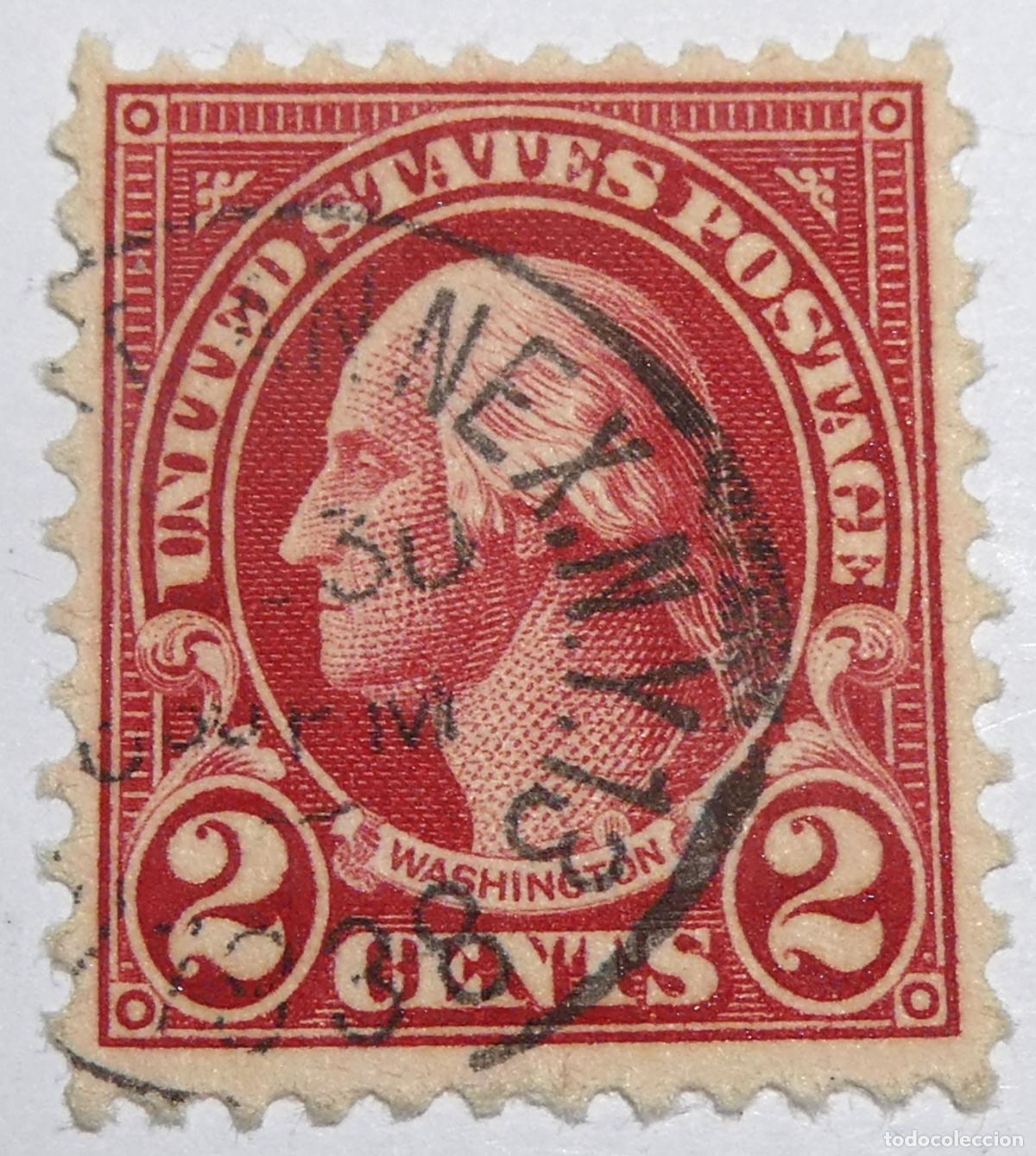Sellos: Sello postal de Estados Unidos 2 centavos 1923 George Washington
