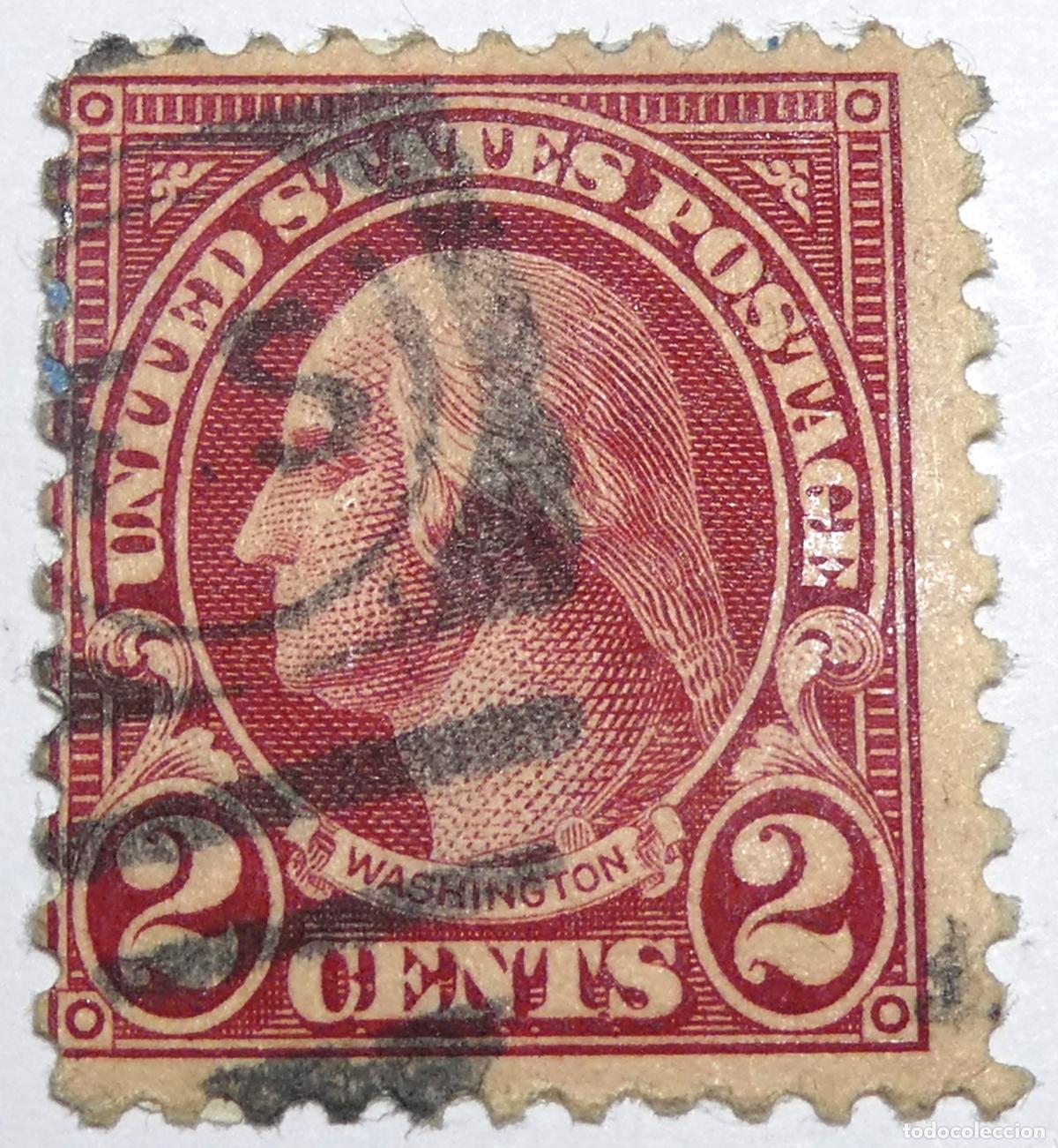 Sellos: Sello postal de Estados Unidos 2 centavos 1923 George Washington