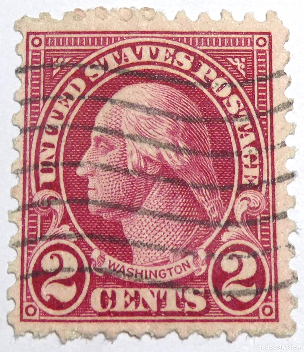 Sellos: Sello postal de Estados Unidos 2 centavos 1923 George Washington