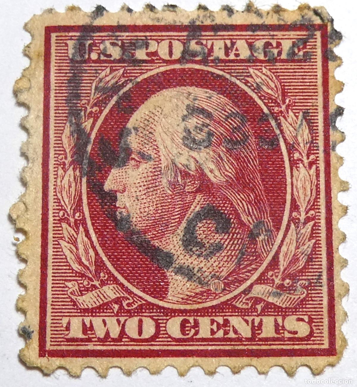 Sellos: Sello postal de Estados Unidos 2 centavos 1909 George Washington