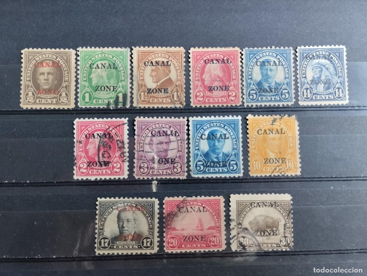 Sellos: 13 SELLOS DIFERENTES DE ESTADOS UNIDOS, CON SOBRECARGA &rdquo;CANAL ZONE&rdquo; A&Ntilde;OS 1924-1928, USADOS.