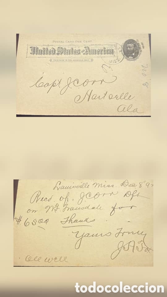Sellos: CA)United States &middot; 1897 &middot; Postal Card One Cent &mdash; An American postal card dated December 8, 1897