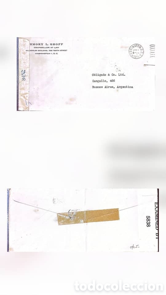 Sellos: CA)United States 1935 &middot; Legal Correspondence with Censorship Markings An American envelope postmark