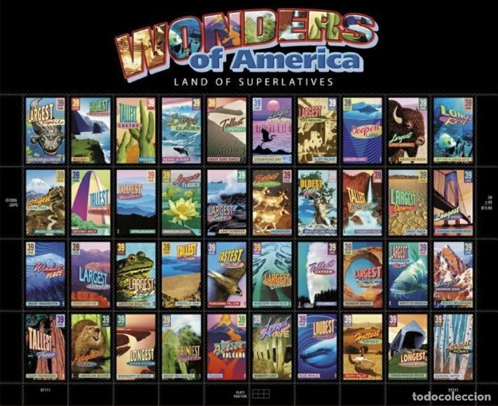 Sellos: ESTADOS UNIDOS 2006 WONDERS OF AMERICA PLIEGO 40V MNH SN 4033-72SP YT F3781-820 MI B4078-4117
