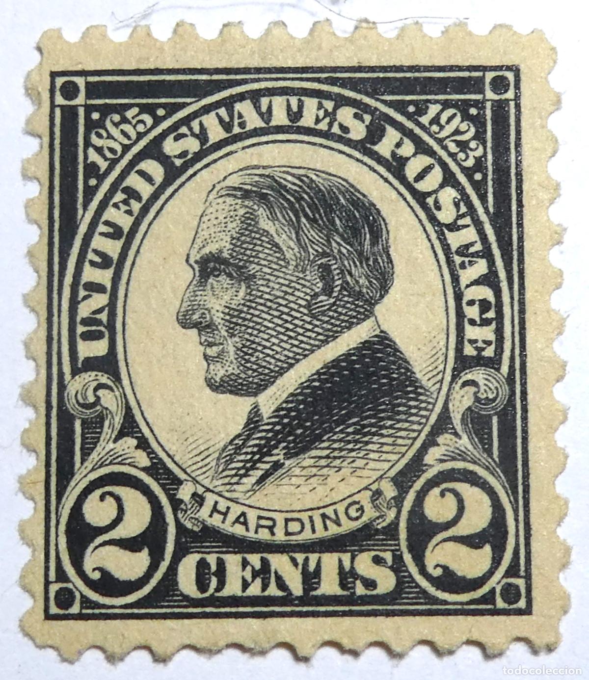 Sellos: Sello postal de Estados Unidos 2 centavos de 1923, Warren G. Harding